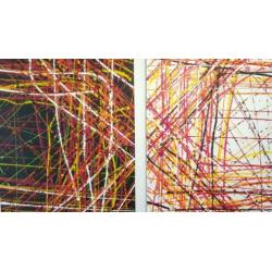 Groot abstract modern schilderij, 2 luik.