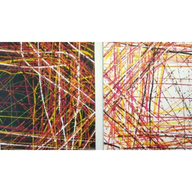 Groot abstract modern schilderij, 2 luik.