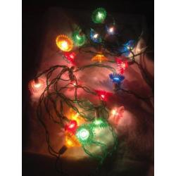 Oude antieke kerstlampjes kerstverlichting pastel