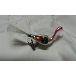 Oude kerstbal ,,,KERSTVOGEL LENGTE MET STAART 14,5 CM