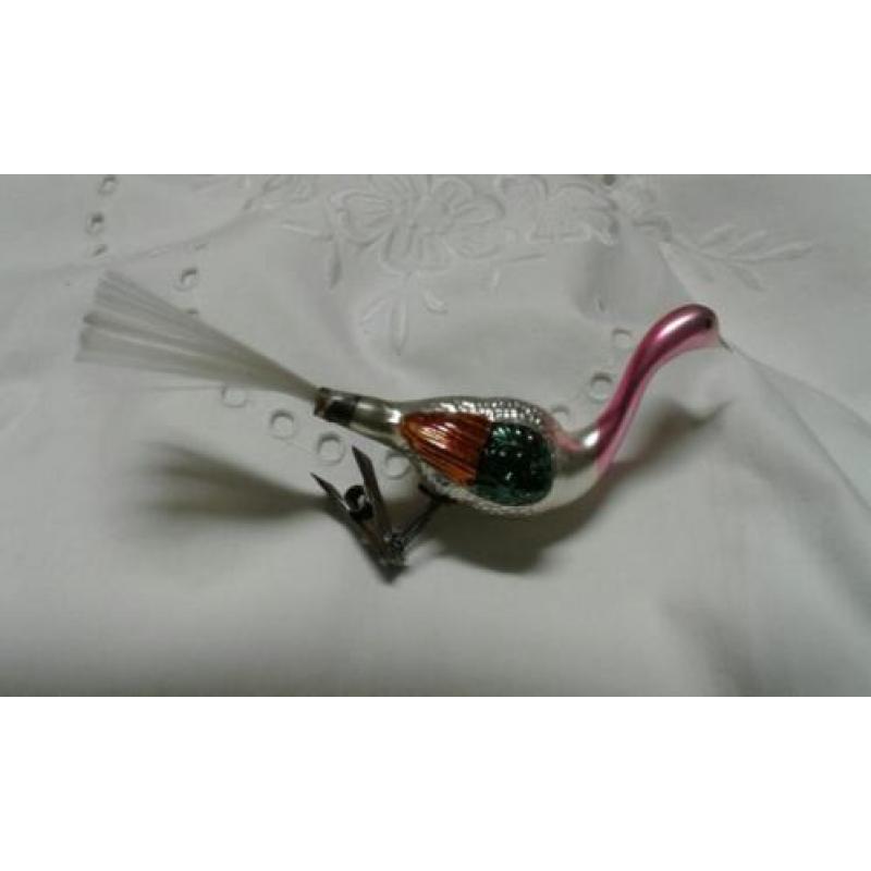 Oude kerstbal ,,,KERSTVOGEL LENGTE MET STAART 14,5 CM
