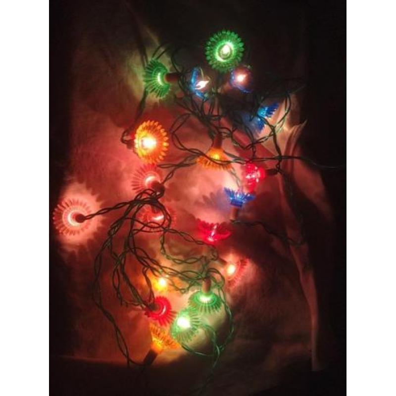 Oude antieke kerstlampjes kerstverlichting pastel