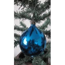 8 Oude blauwe versie kerstballen /Vogel