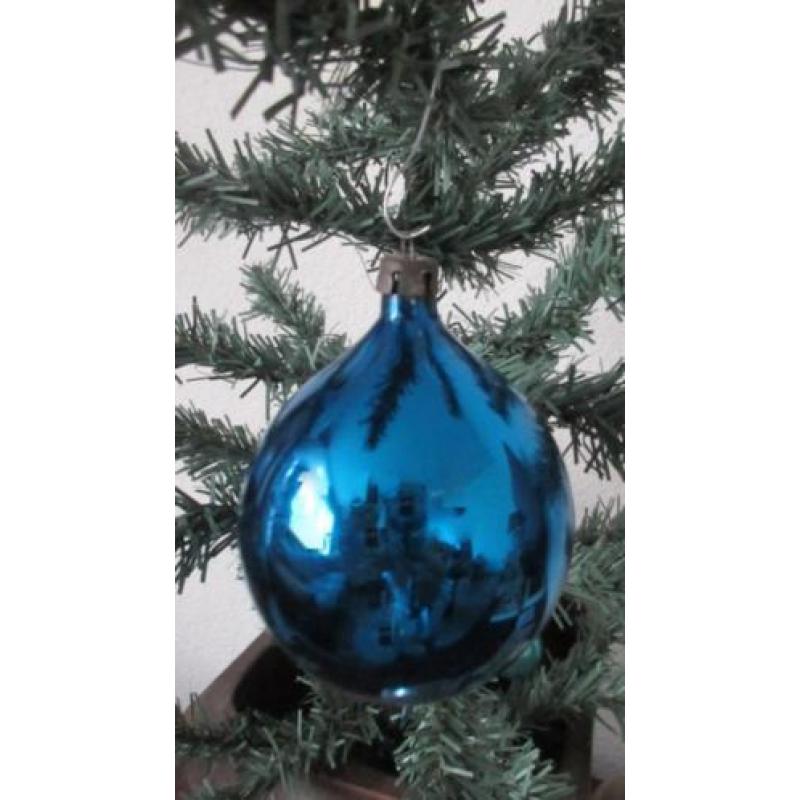 8 Oude blauwe versie kerstballen /Vogel