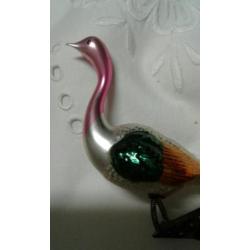 Oude kerstbal ,,,KERSTVOGEL LENGTE MET STAART 14,5 CM