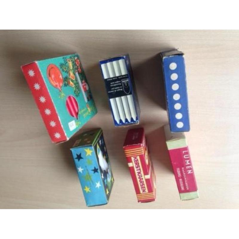6 oude doosjes met kaarsen