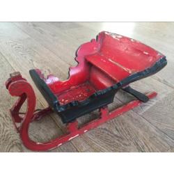 Antieke arreslee speelgoed kerstversiering slee