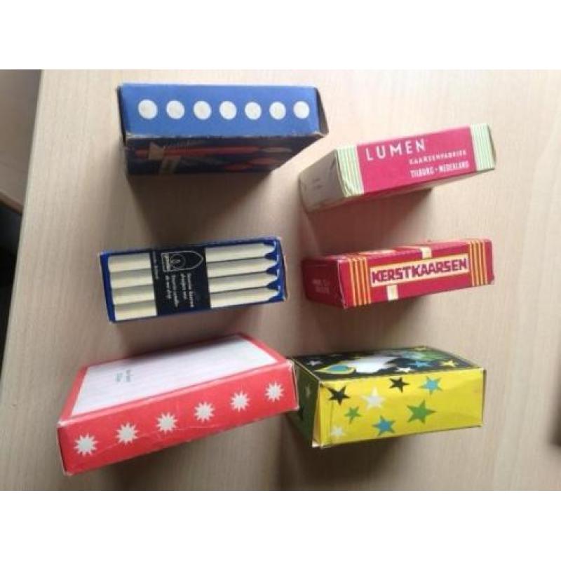6 oude doosjes met kaarsen