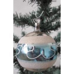 8 Oude blauwe versie kerstballen /Vogel