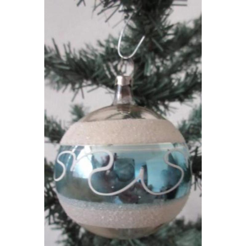 8 Oude blauwe versie kerstballen /Vogel