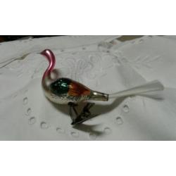 Oude kerstbal ,,,KERSTVOGEL LENGTE MET STAART 14,5 CM