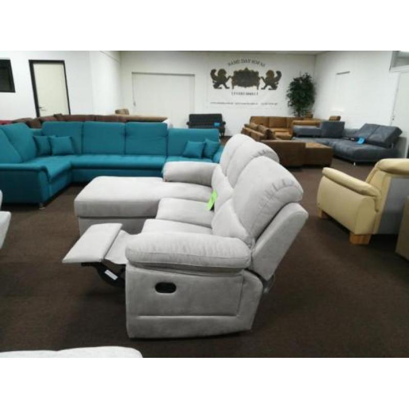 Grijze lounge bank met RELAX functie DIRECT LEVERBAAR
