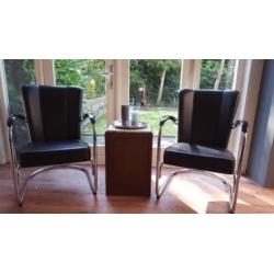 2 Gispen 412 fauteuil Dutch Originals Zwart Leer