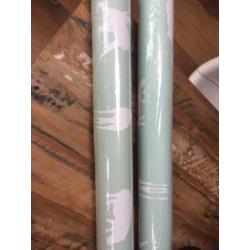 Stijlvol dieren behang kinderkamer (2 rollen/ mintgroen)