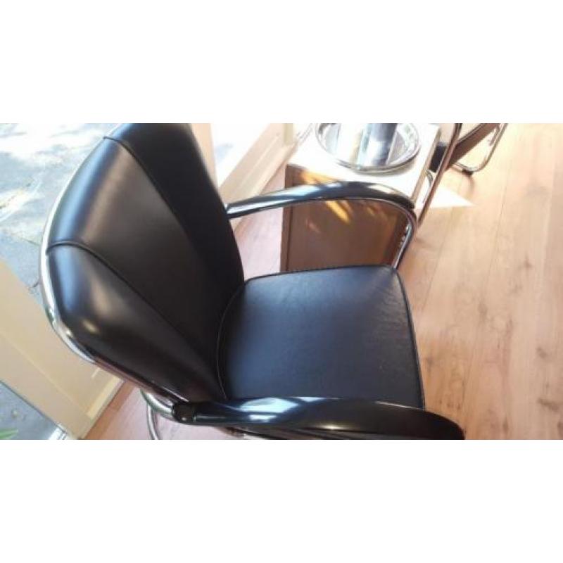 2 Gispen 412 fauteuil Dutch Originals Zwart Leer