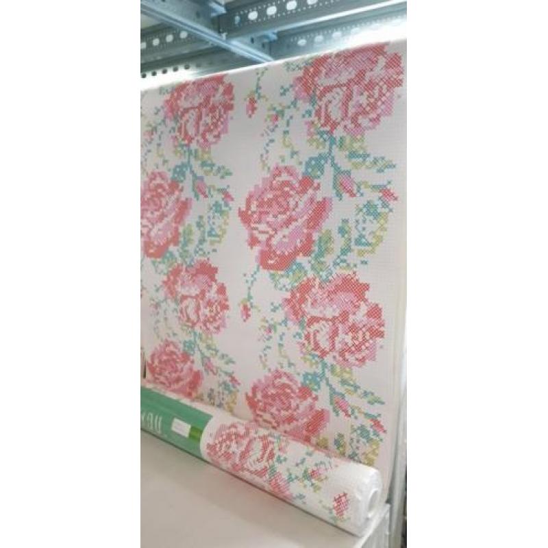 Behang rozen roze haakpatroon nieuw