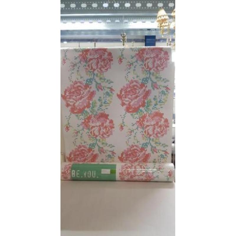 Behang rozen roze haakpatroon nieuw