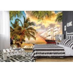 Fotobehang Piratenschip II , Piraten behang *Muurdeco4kids