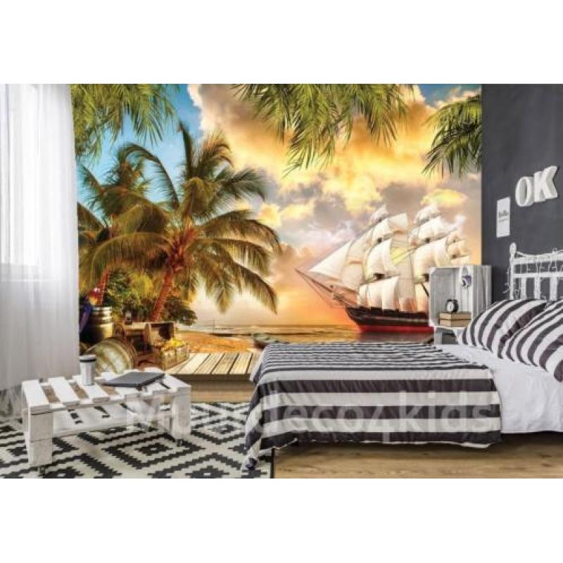 Fotobehang Piratenschip II , Piraten behang *Muurdeco4kids