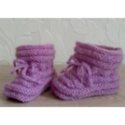 Lila Baby Booties, 0-3 maanden, handgebreide slofjes