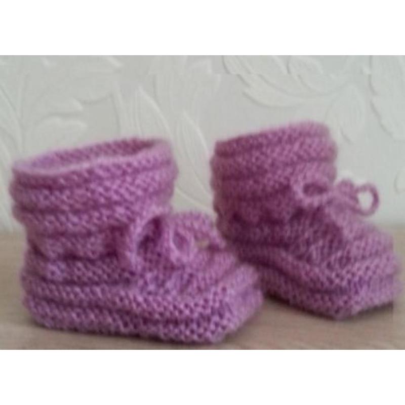 Lila Baby Booties, 0-3 maanden, handgebreide slofjes
