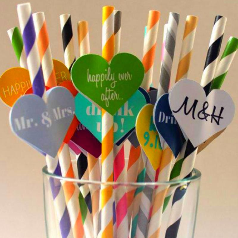 25 PCS Colorful Paper Biodegradable Drinking Straws