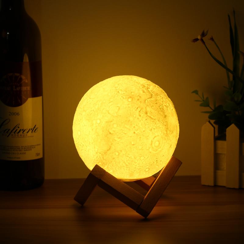 13CM 3D Moon Lamp USB LED Color Changing Night Light Table Desk Lamp