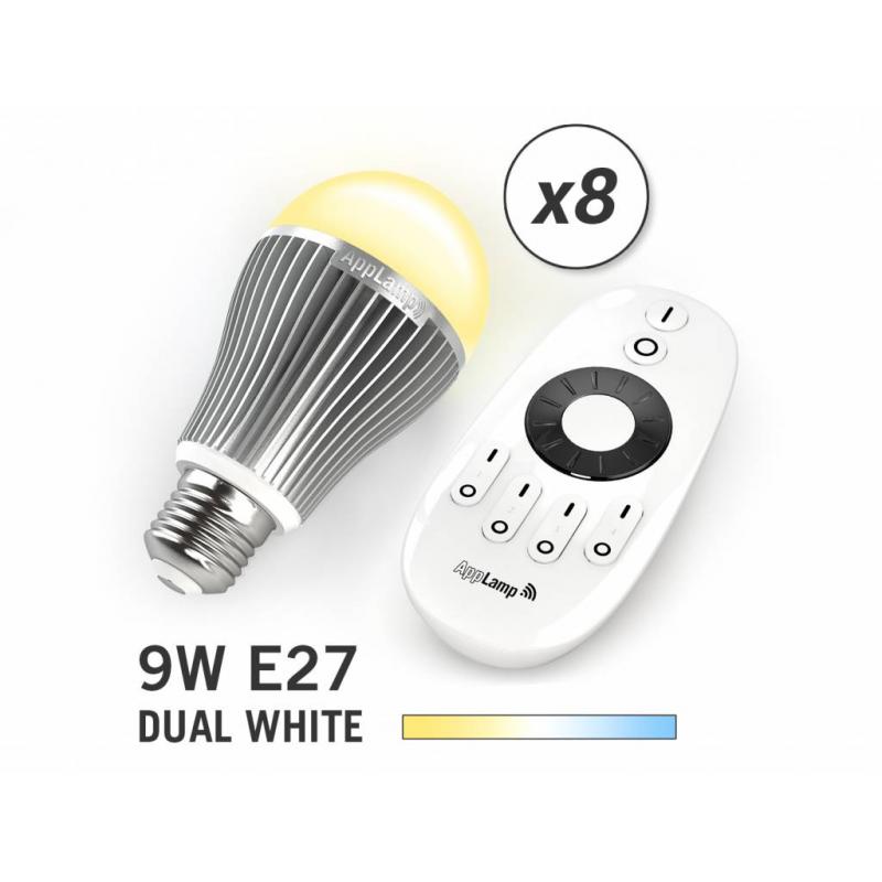 Alle Wifi Led Lampen en Sets, Mi light 9W Dual White E27 Set van 8 Wifi LED Lampen
