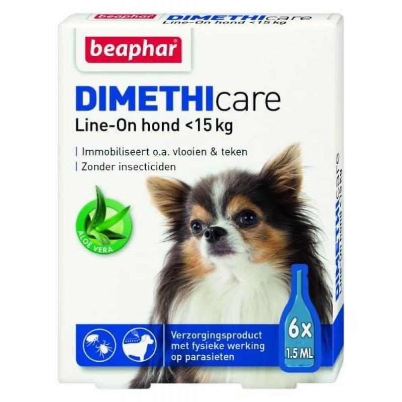 Beaphar dimethicare line on hond tegen vlooien en teken 15 kg 6 pip 1,5 ml