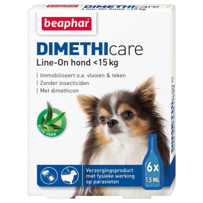 Beaphar dimethicare line on hond tegen vlooien en teken 15 kg 6 pip 1,5 ml