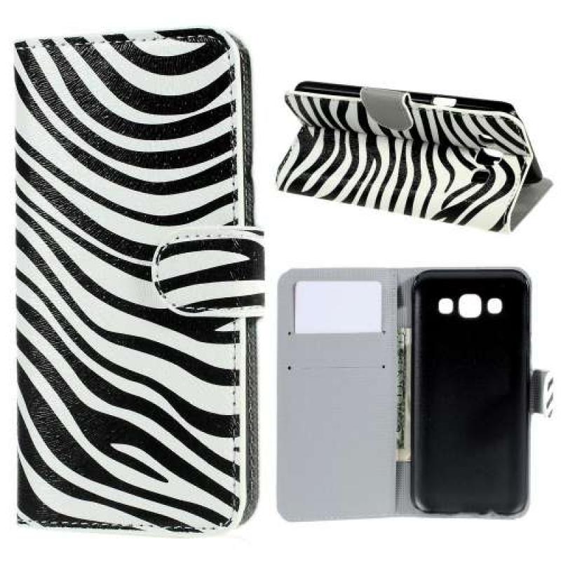 B2Ctelecom Samsung Galaxy E5 Hoesje met Opbergvakjes Zebra