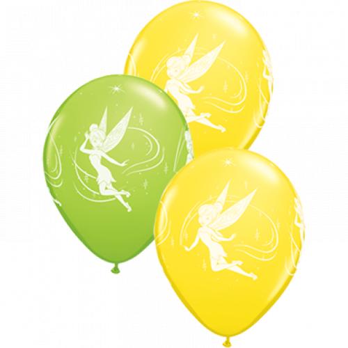 Disney Tinker Bell Fashion Lime Green and Standard Yellow Assortment Latex Round 11in 27.5cm