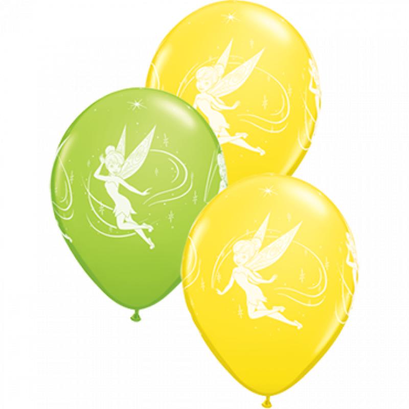 Disney Tinker Bell Fashion Lime Green and Standard Yellow Assortment Latex Round 11in 27.5cm