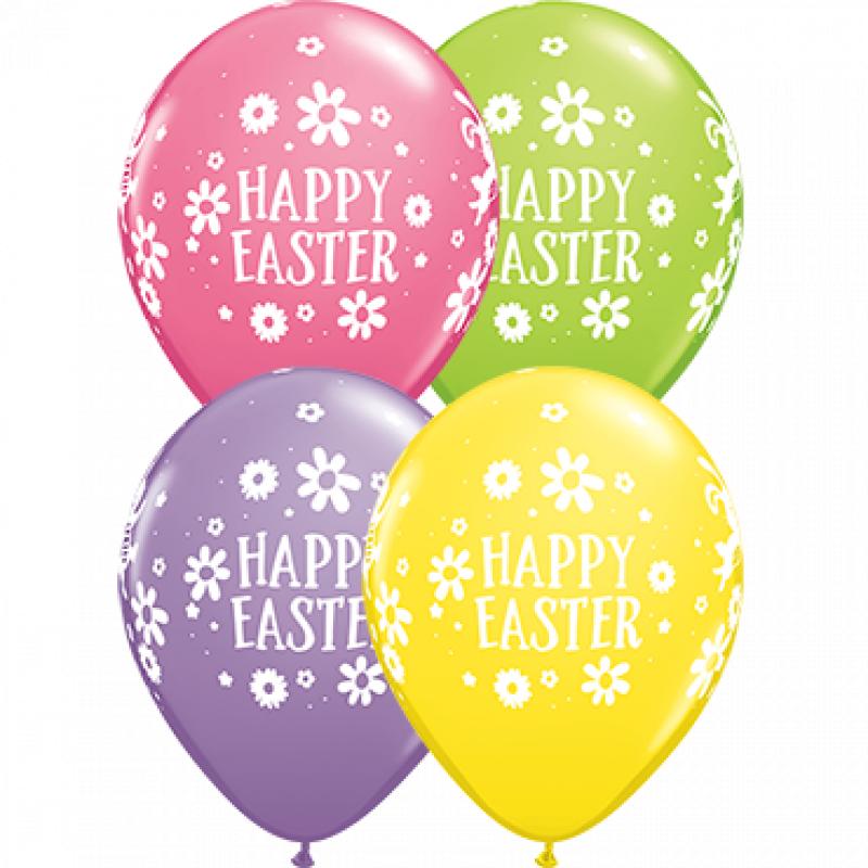 Qualatex Easter Bunnies and Daisies Spring Assortment Latex Round 11in 27.5cm