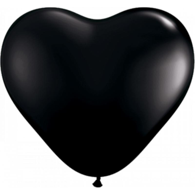 Qualatex Fashion Onyx Black Latex Heart 6in 15cm