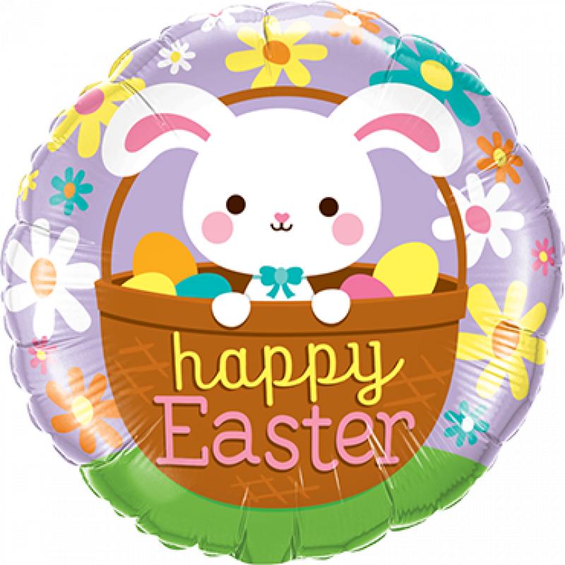 Happy Easter Bunny Foil Round 18in 45cm Qualatex