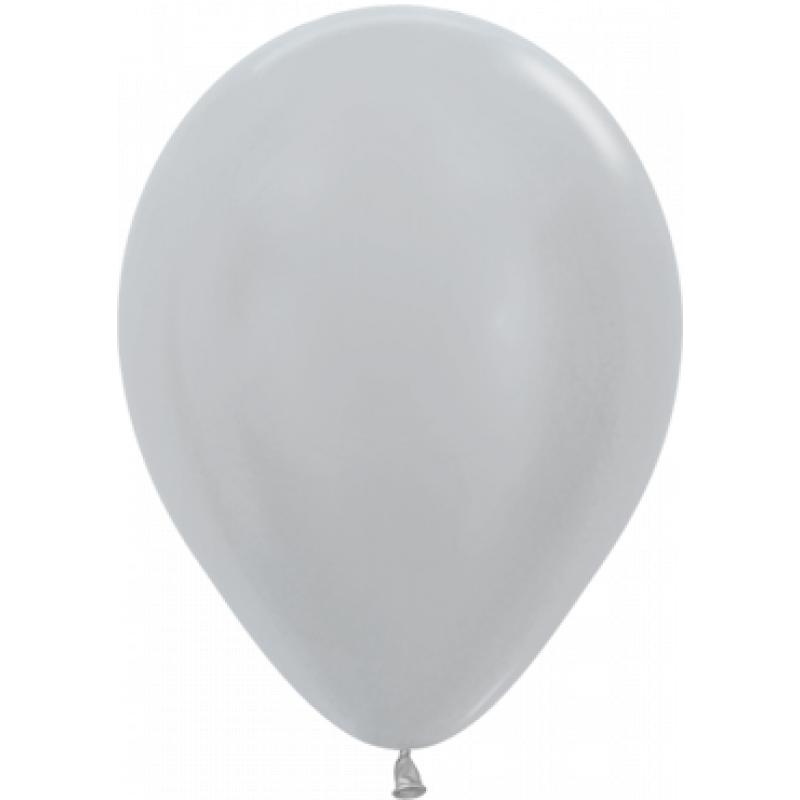 Sempertex Satin Pearl Silver Latex Round 11in 27.5cm