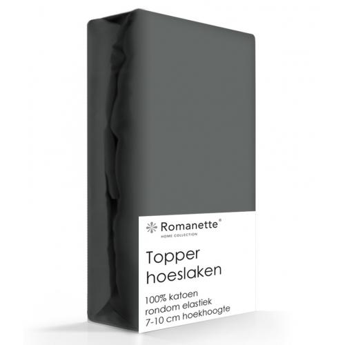 Topper Hoeslaken Katoen Romanette Kiezel-200 x 220 cm