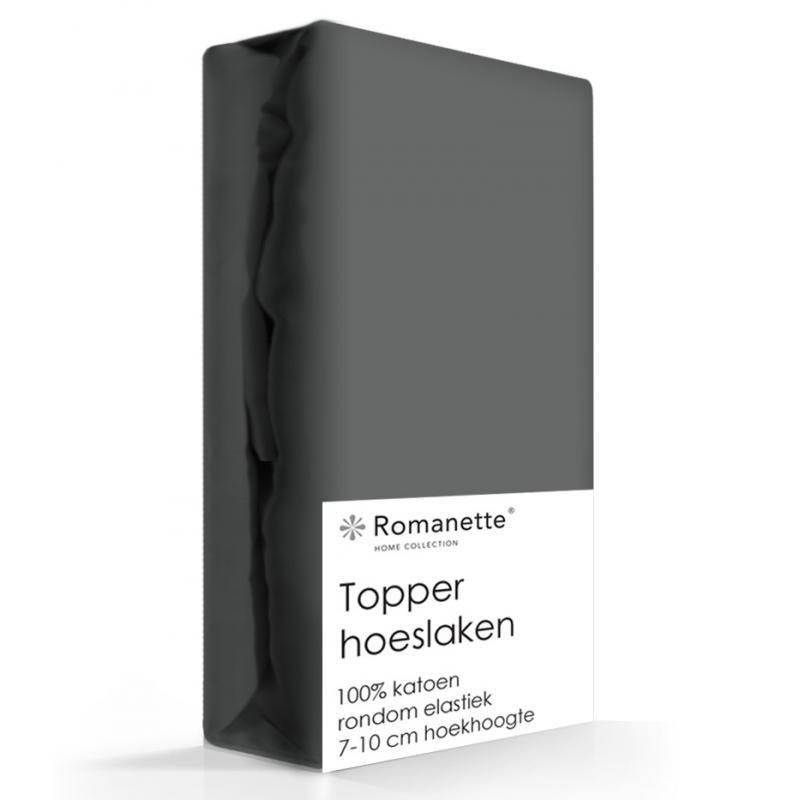 Topper Hoeslaken Katoen Romanette Kiezel-200 x 220 cm