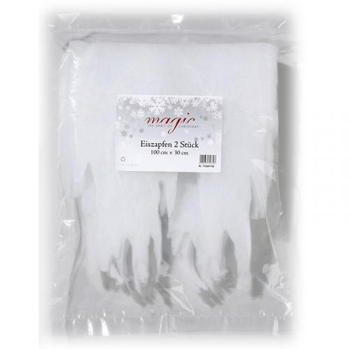 2x Raamdecoratie sneeuw/ijspegel randen wit 100 x 30 cm