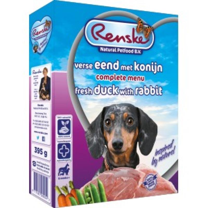Renske Vers Eend en Konijn hondenvoer 4 trays (40 x 395 gram) Renske Hondenvoer Renske