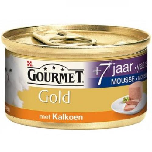 Nat kattenvoer Gourmet Gold Gourmet Gold Mousse met Kalkoen 7 kattenvoer 2 trays (48 blikken)