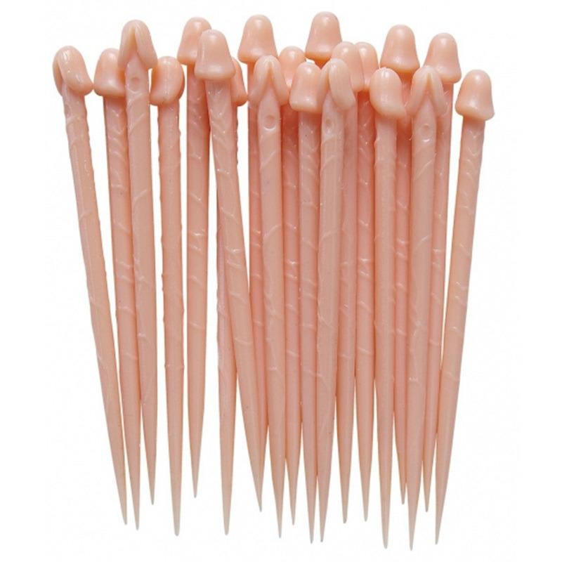 Vrijgezellen feest Piemels tandenstokers/cocktailprikkers - 20x -roze