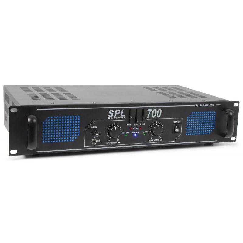 2e keus SkyTec 2 x 350W DJ PA versterker SPL700 met EQ SkyTec