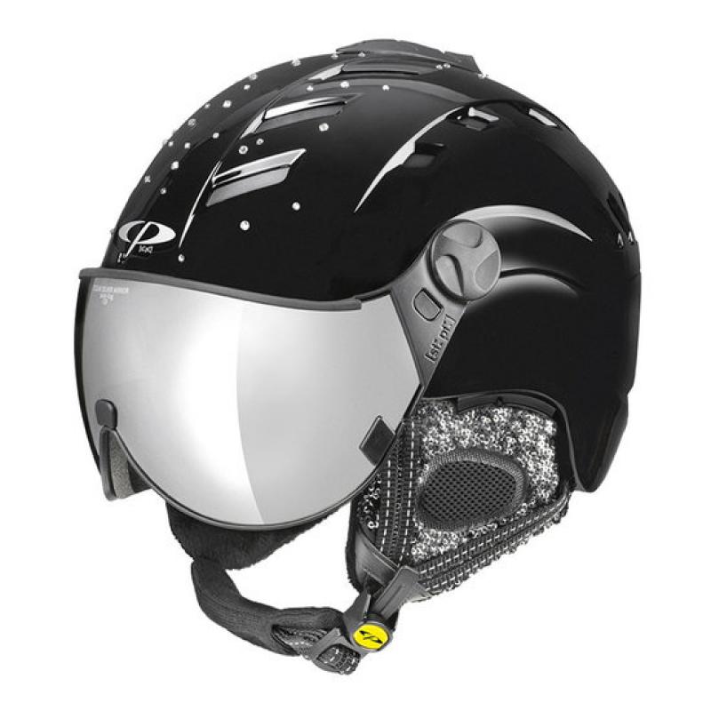 â‚¬100000000 Goedkoper CP Skihelm CP camurai swarovski zwart shiny clear silver mirror Vizier cat.2