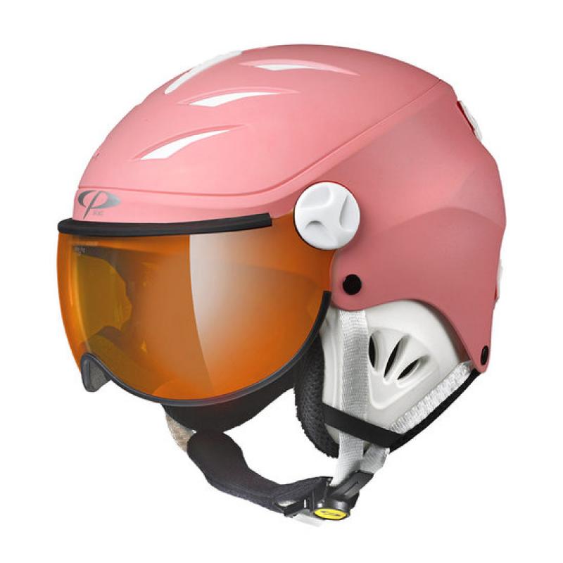 Skihelm met Vizier Kind CP Camulino quarz pink orange silver mirror visor cat. 2 (? ? ?) CP