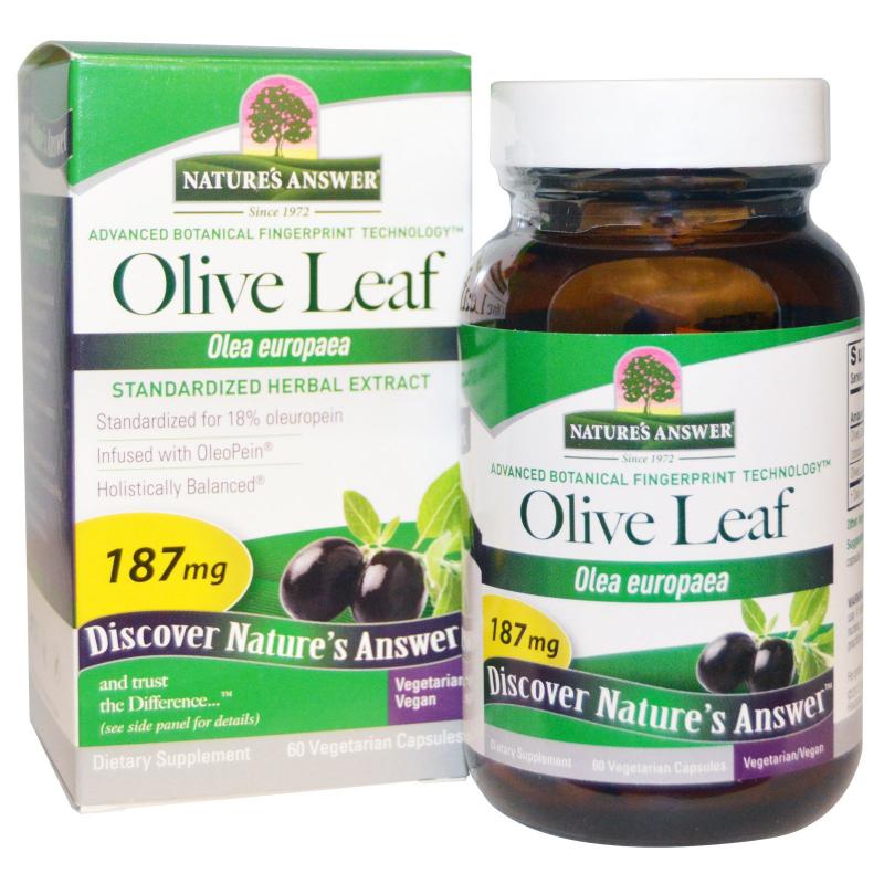 Natures Answer Olive Leaf, Standardized Herbal Extract, 187 mg (60 Veggie Caps) Nature apos s Answer