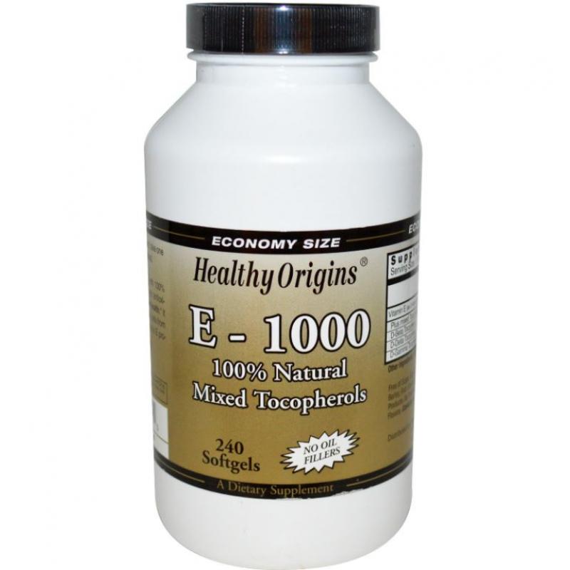 Vitamine E 1000, 100 Natuurlijke Gemengde Tocoferolen (240 Softgels) Healthy Origins Healthy