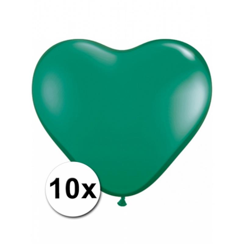 Feestartikelen diversen Shoppartners 10x Hart ballonnen groen