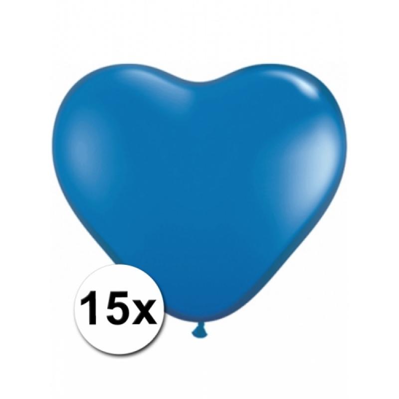 Shoppartners 15x Hart ballonnen blauw Feestartikelen diversen